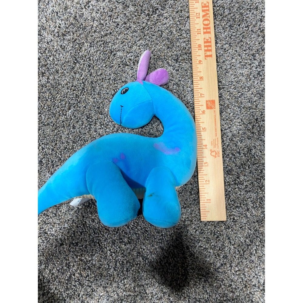 Hugfun International Blue Dinosaur Plush Purple Spots Stuffed Animal